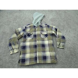 Vintage Ozark Trail Flannel Shirt Mens Medium Plaid Jacket Hoodie Lined